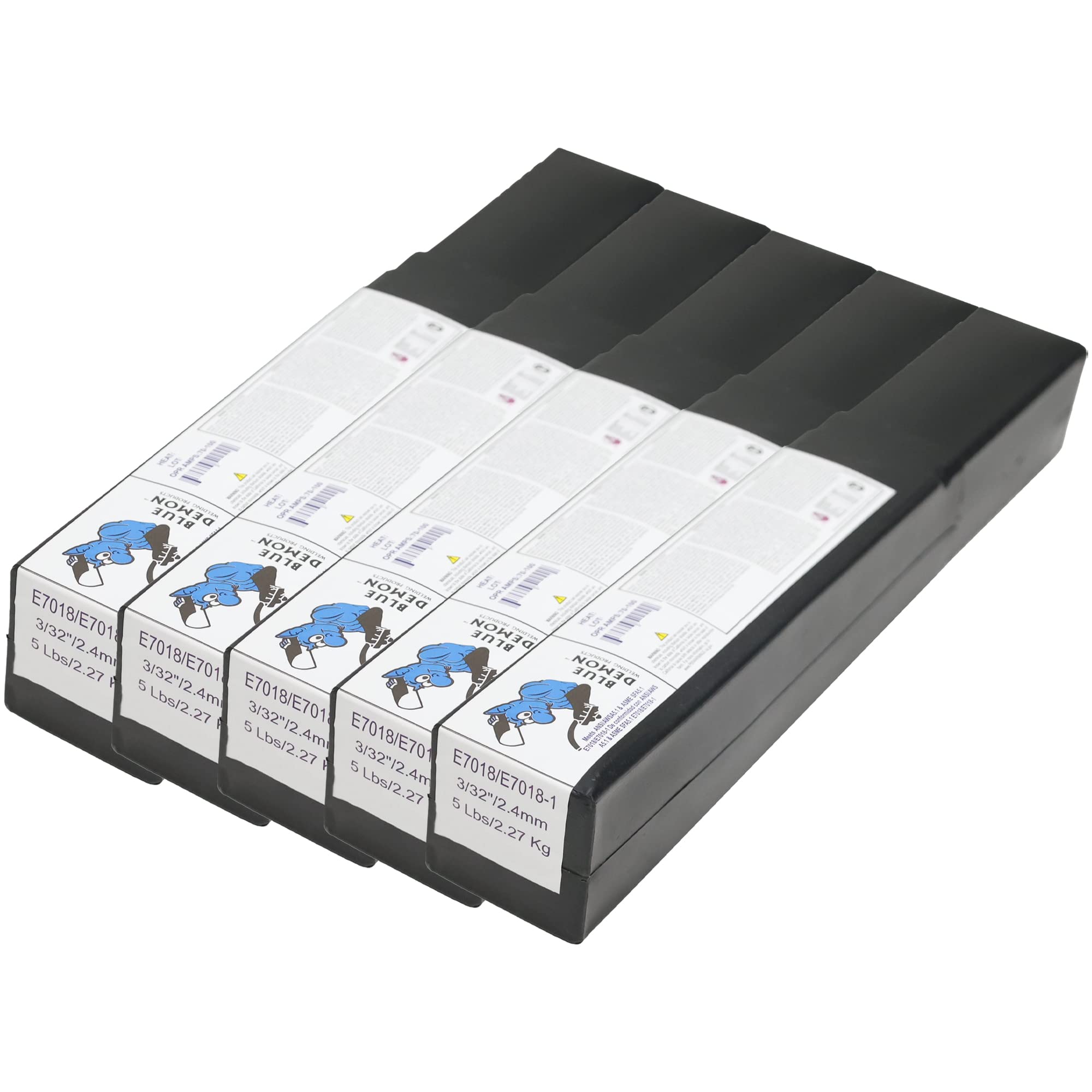 Blue Demon E7018 X 3/32” X 14” X 5 LB X 5 Pack Low Hydrogen Carbon Steel Electrode, Runs on AC or DC, Easy Slag Removal, Excellent Bead Appearance, All Position