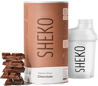 SHEKO Balance Shake Schokolade + Shaker - 21 Cremige Mahlzeitenersatz Shakes zum Abnehmen - Proteinreich, Glutenfrei & Natürlicher Geschmack - Abnehmen Shake