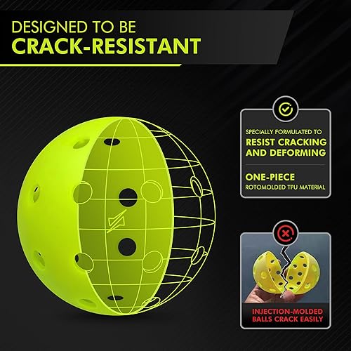 Miniatura 2 de Pelotas de pickleball, bolas de pickleball para exteriores, aprobadas por USAPA, bola de pepinillo de durabilidad mejorada con diseño moldeado por