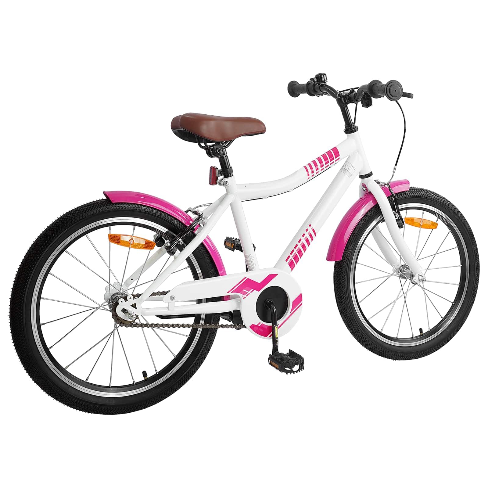 Kinderfahrrad 18 Zoll für 5-7 Jahre, verstellbares Fahrrad mit Stahlrahmen, Rücktrittbremse und Schutzblech, 123 x 51 x 78 cm, Lila