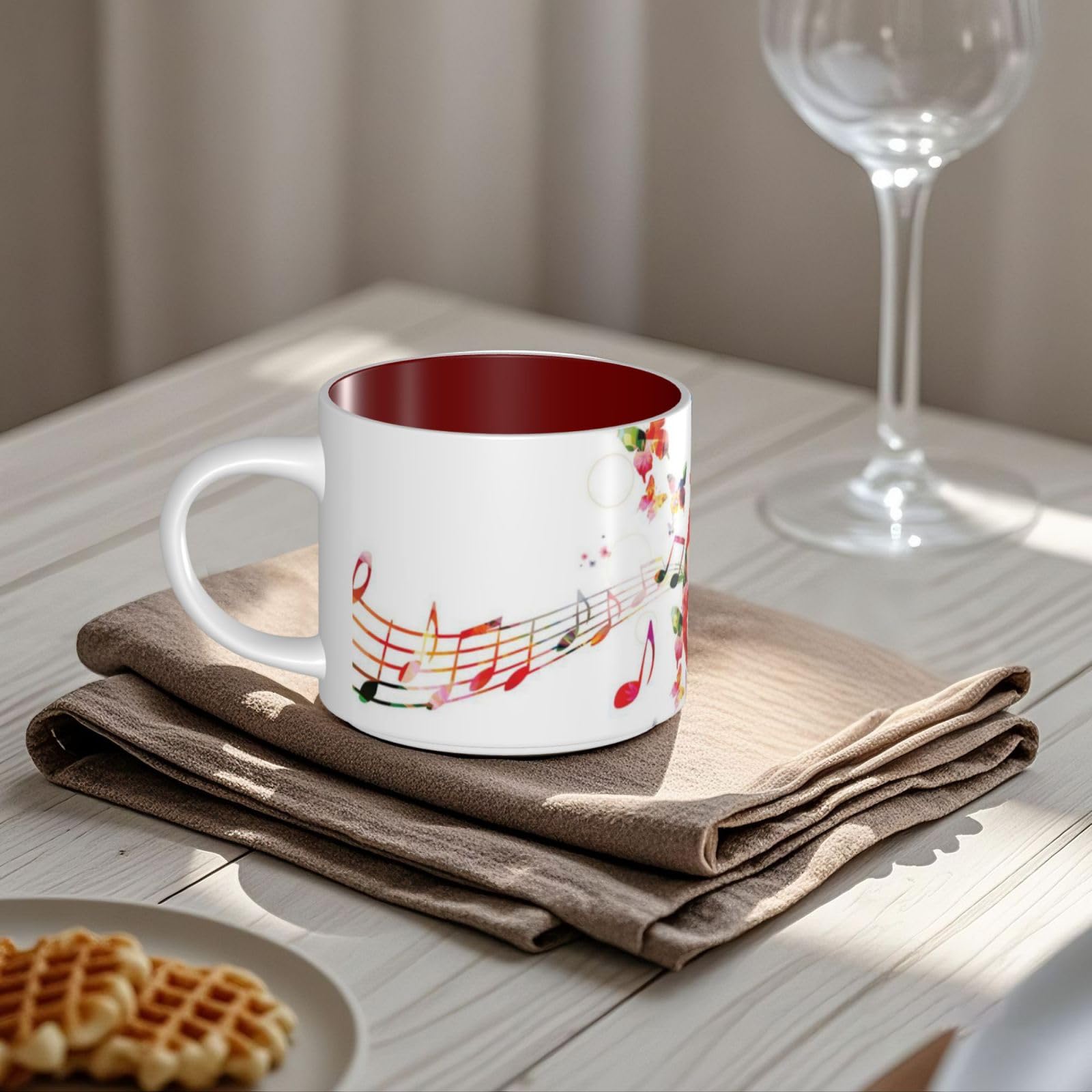 Tazza da caffè in ceramica con stampa a farfalla Musica