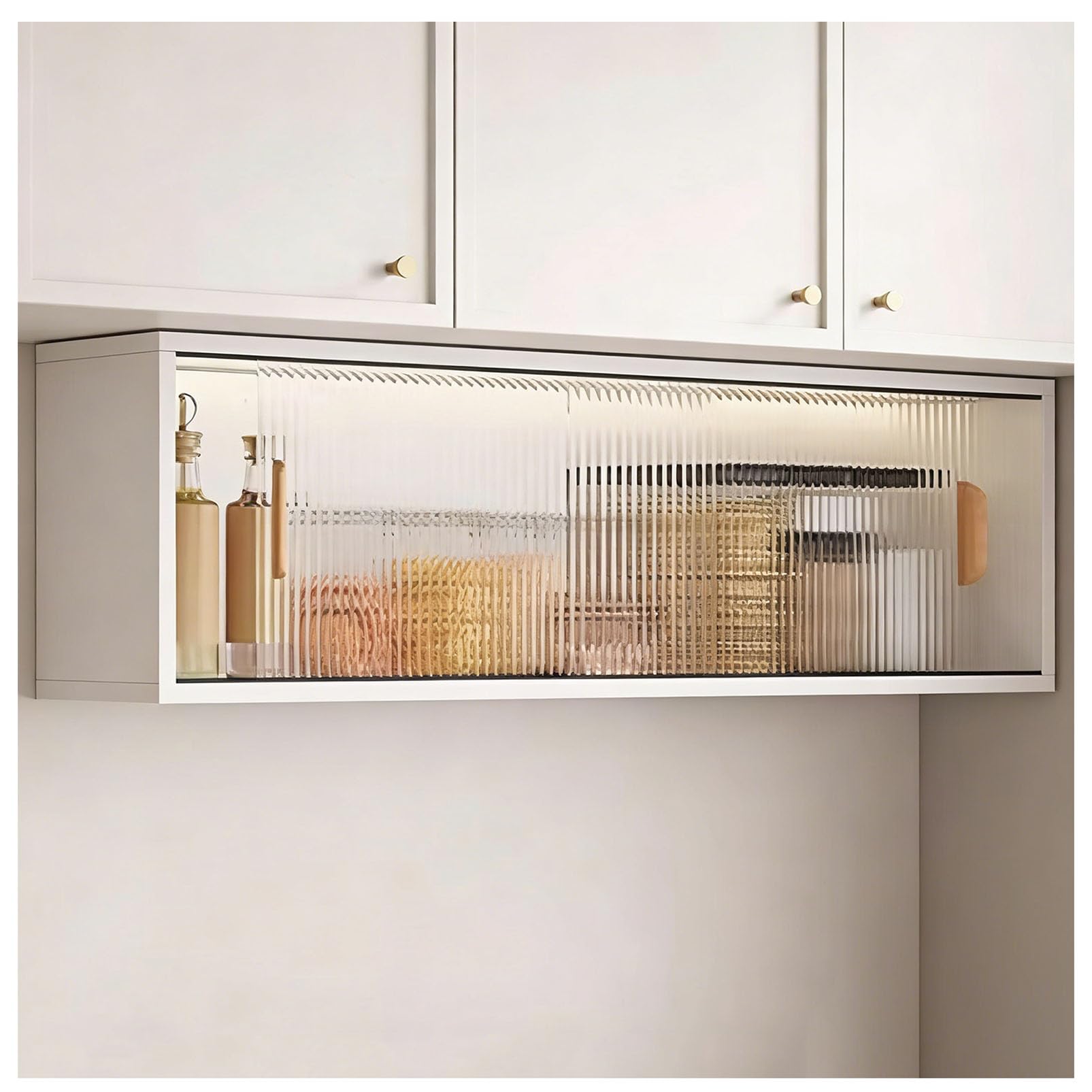 Armoire Murale Robuste Polyvalente, Organisateur de Rangement de Cuisine avec Porte coulissante en Acrylique et étagère inférieure, pour buanderie/Chambre/entrée