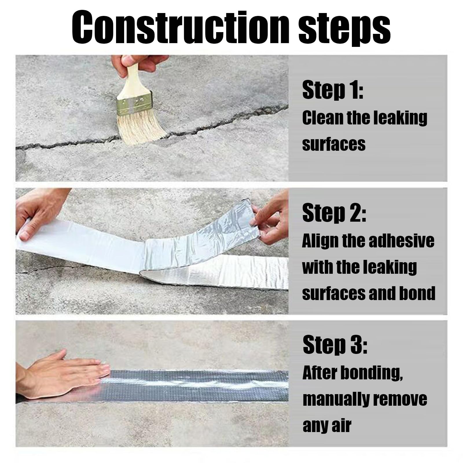 Cinta Impermeable Autoadhesiva,Cinta De Butilo para ReparacióN,Cinta Fugas Agua Presion,Eficaz Y PráCtico,Adecuado para ReparacióN De Puertas Y Ventanas