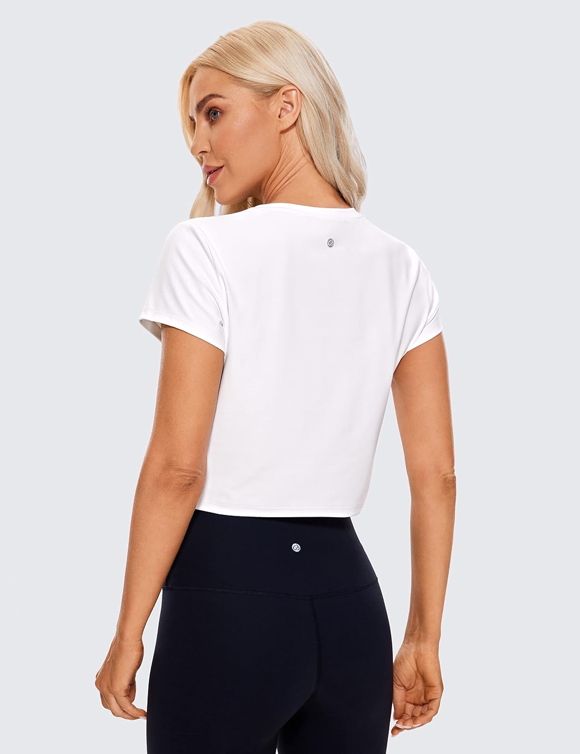 CRZ YOGA Butterluxe Short Sleeve Shirts for Women High Neck Crop Basic T-Shirts Fitted Gym Workout Tops - Image 2