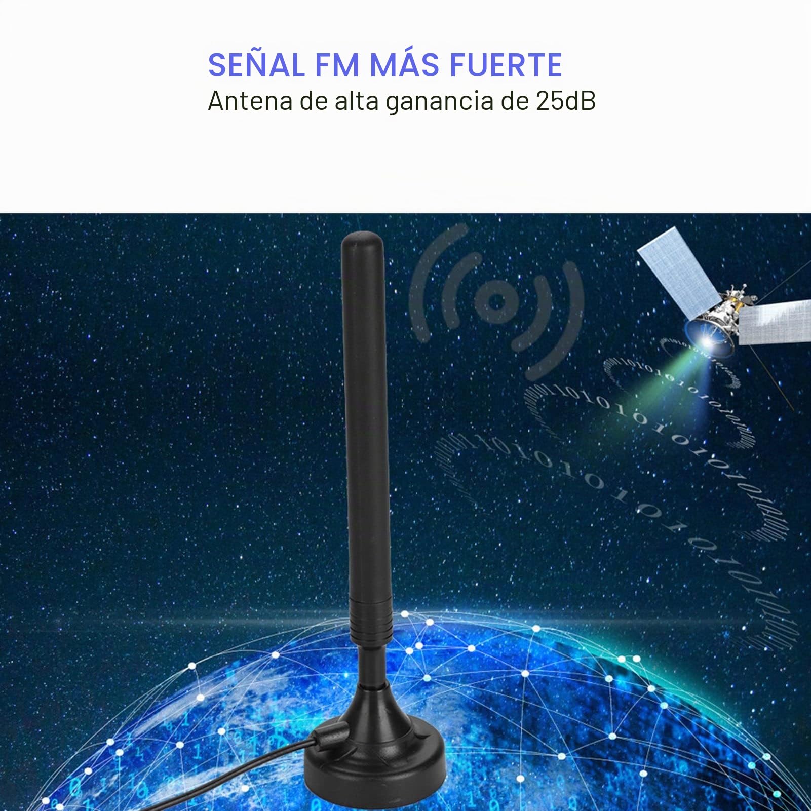 Antena de Radio FM Doméstica, Alta Ganancia de 25 DB, Señal Estable de 85 a 112 MHz, Antena Digital Amplificada para Interiores, para Pisos Bajos