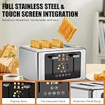 whall 4 slice Toaster with Smart Touch Screen,Digital Timer Stainless Steel Toasters,6 Shade Settings&6 Bread Types, Wide Slots,Bagel,Cancel,Defrost,Reheat,Grey