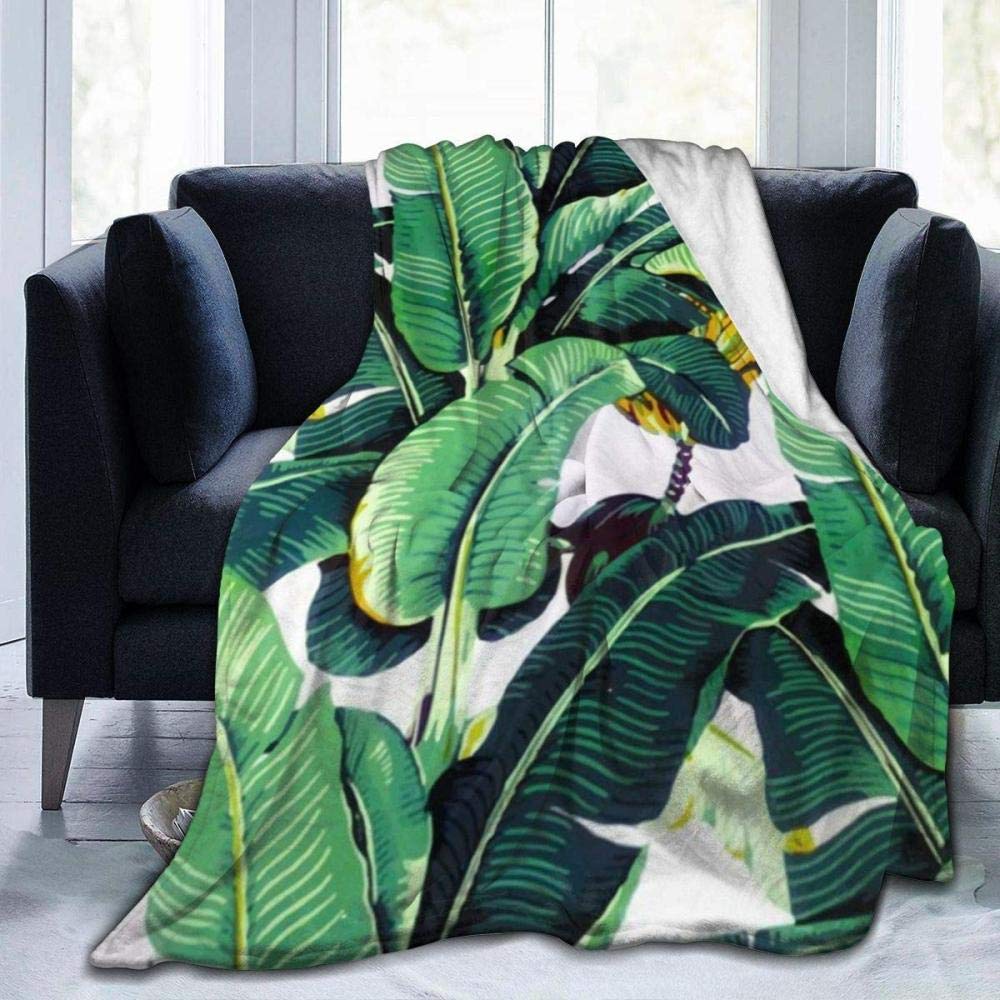 Plaid Foglie tropicali Motivo Coperta da tiro Coperta in pile di flanella Coperta da letto ultra morbida per divano Divano Biancheria da letto da viaggio Decorazioni per la casa Coperta aria condizion