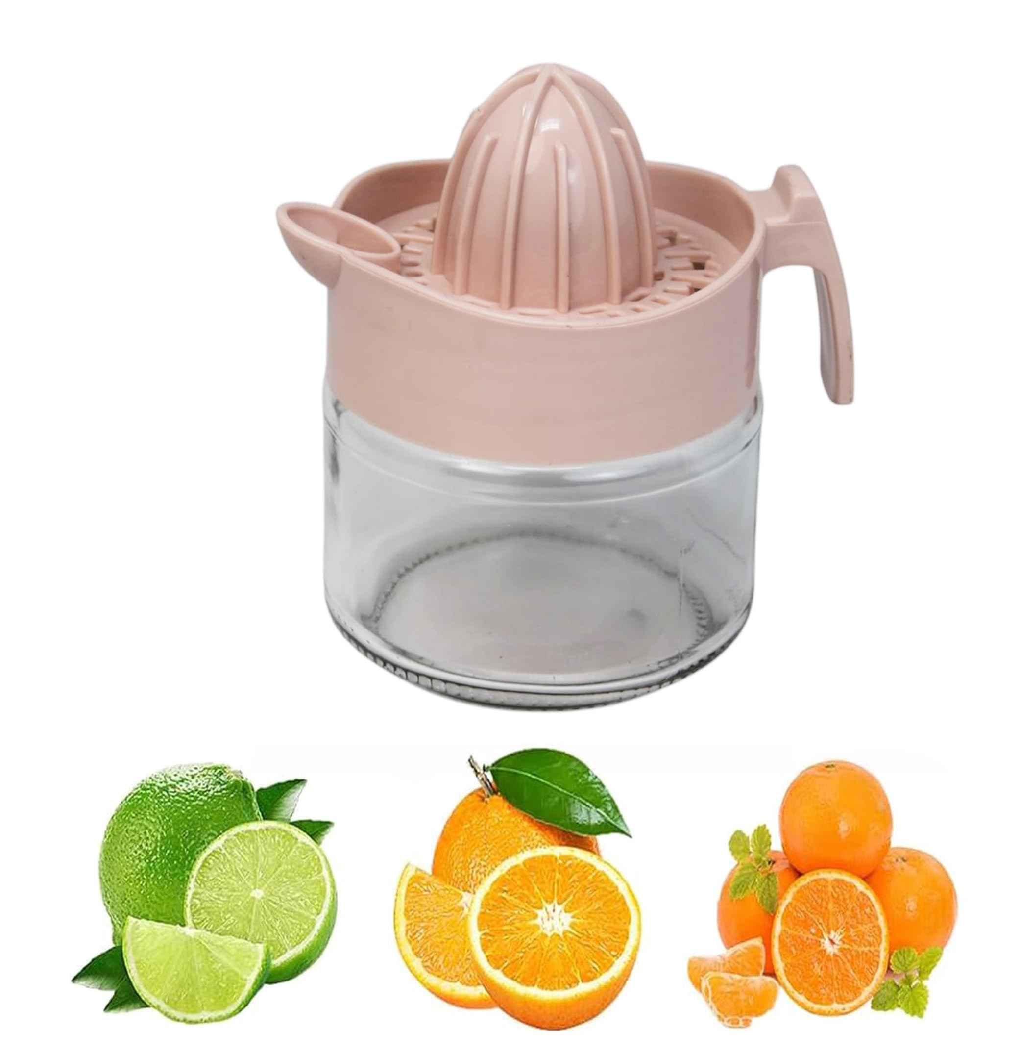 Best House | Lemon Squeezer | Manual Lemon Citrus Juicer | 300ml | PINK | Multifunctional Glass Fruit Juicer | Lemon Lime Orange Citrus Squeezer Manual Hand Press Juice (Pack of 1)