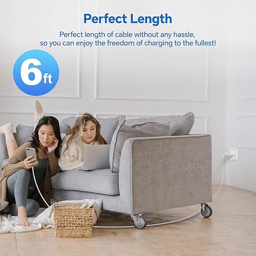 Miniatura 7 de Cargador rápido para iPhone. Certificado MFi paquete de 3 adaptadores de cargador de pared USB C de 20 W PD con cable USB C de 6 pies a cable de