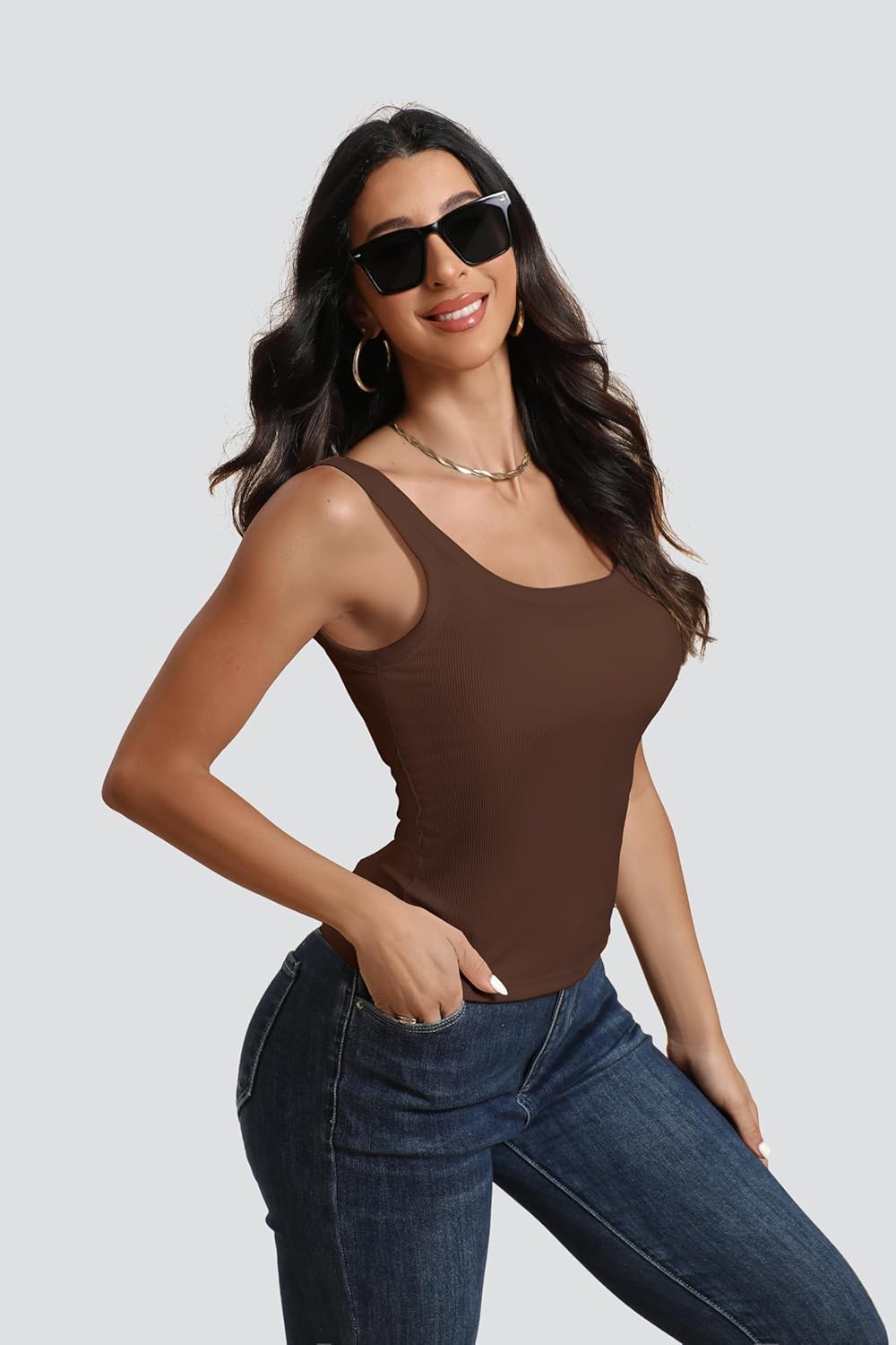 Women's U-Back Tank Top - 3-Pack,Built-in Bra, Removable Pads for Gym, Yoga & Outdoor, Long-Lasting Comfort - Image 6