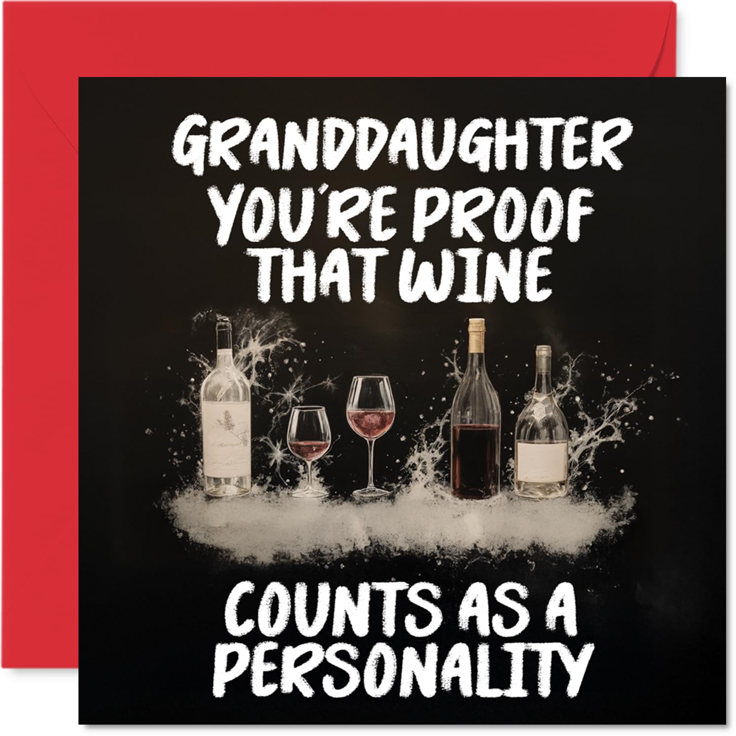 Granddaughter Birthday Card - Personality of Wine - Happy Birthday Card for Granddaughter from Grandad Grandma, 145mm Personality of Wine Bday Greeting Cards