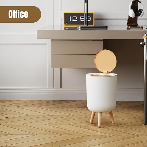 Miniatura 4 de URALFA Cubo de basura con sensor de movimiento con tapa, cubo de basura para baño, pequeño cubo de basura blanco sin contacto con patas, papelera