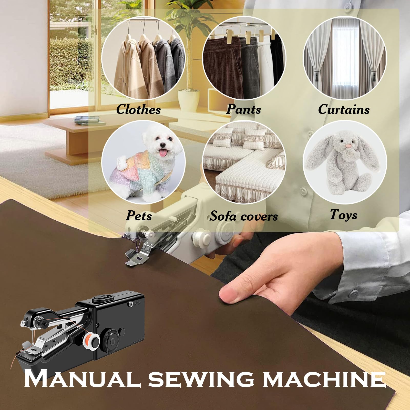 HhBdy Macchina da Cucire Portatile, Macchina Cucire Portatile Ricaricabile Sewing Machine Piccolo, Cucitrice Pratico, Cucito Accessori per Fai Da Te Abbigliamento Tessuto Tende