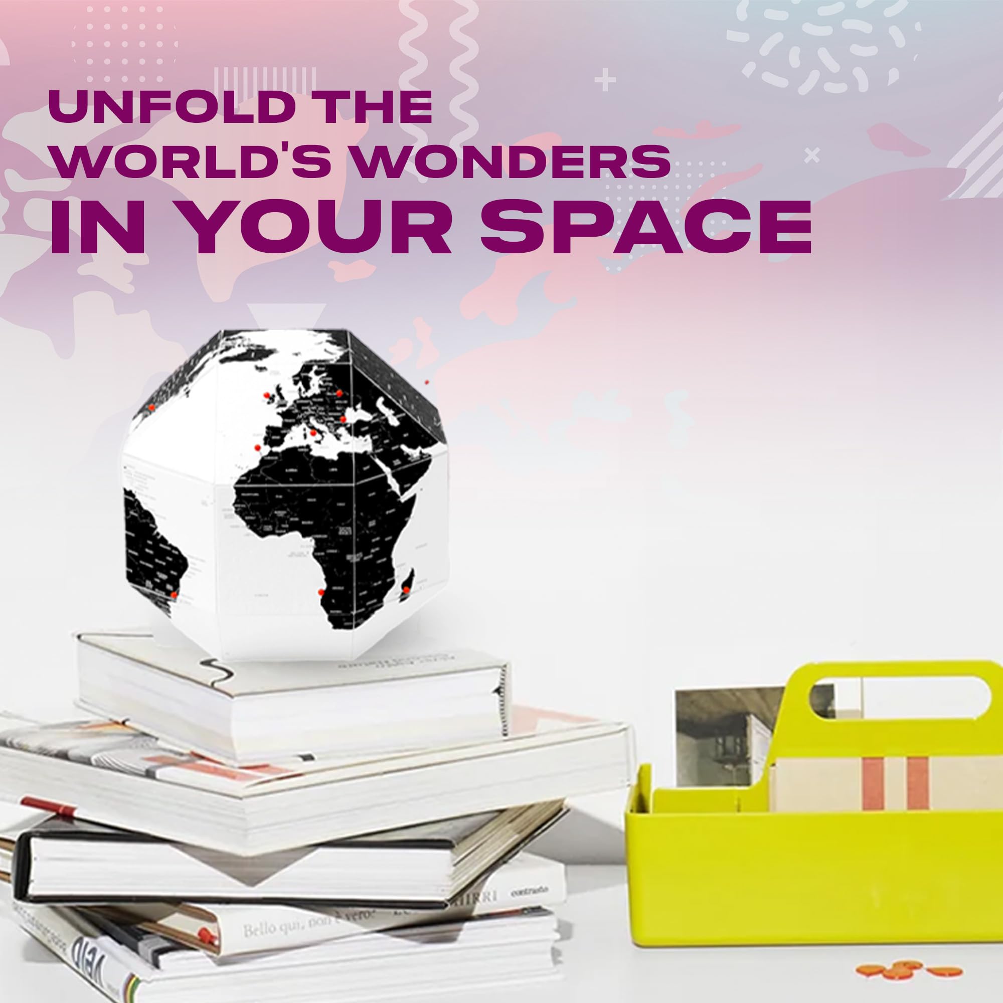 DearWorld, Pinnable Globe met 50 pinnen, 3D-kaart voor thuis