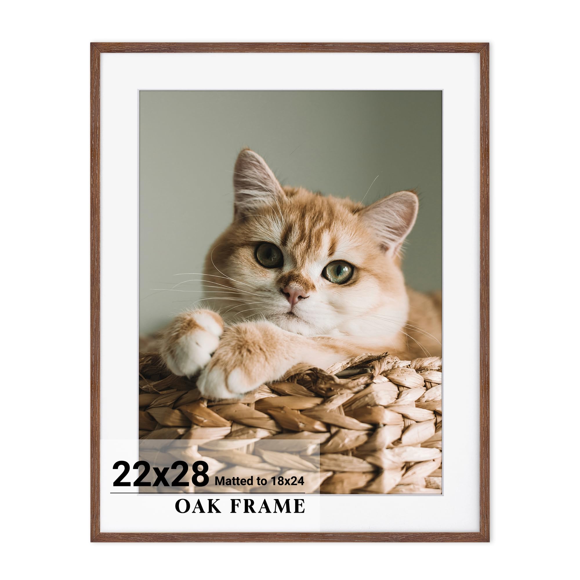 Heimlove 22x28 Picture Frame for wall,Premium Natural Solid Wooden Large Picture Frame Mat for 18x24 Picture & Tempered Glass,Art Photo and Wall Decor