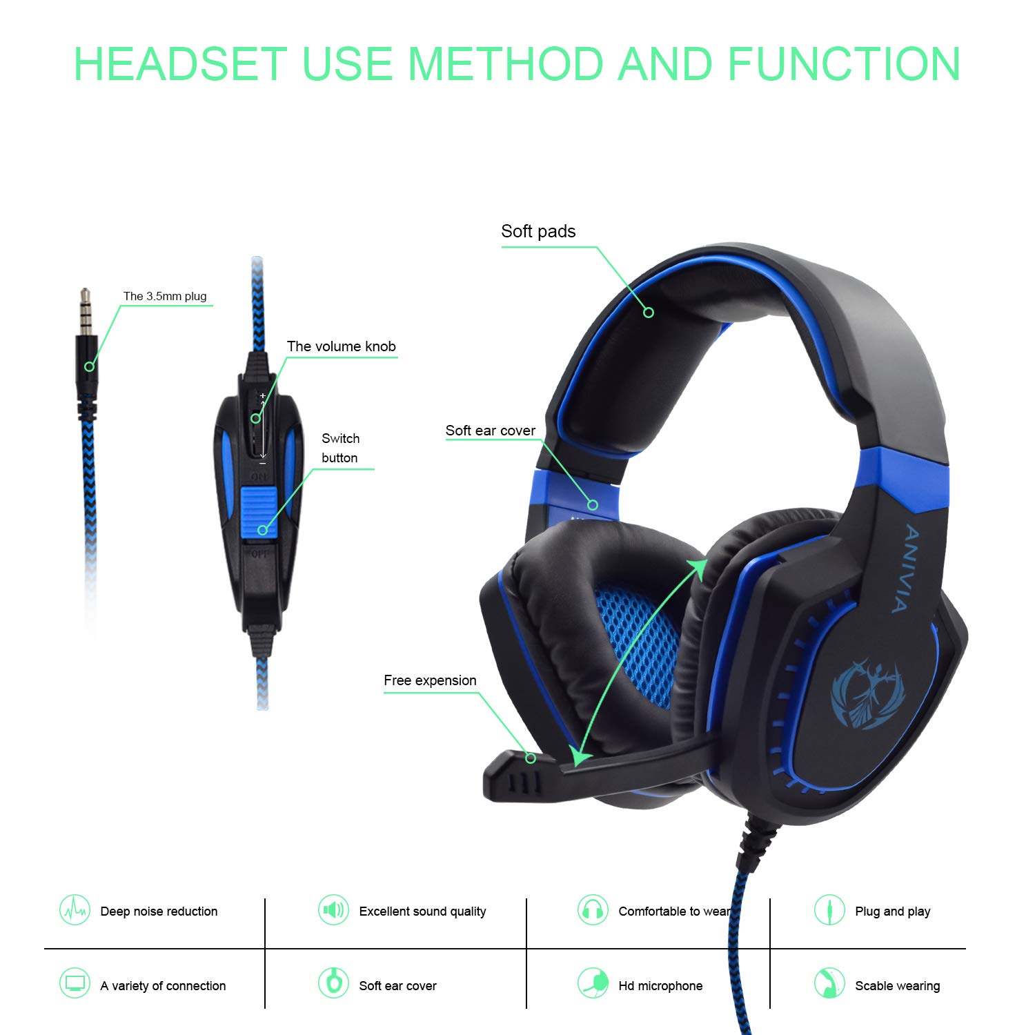 Sades SA807ステレオサウンド3.5mmワイヤードゲームヘッドセットヘッドフォン、PC/Mac / PS4 /ラップトップ/ipad/ipod/携帯電話用マイク付き。 Amazon.co.jp: Sades SA807ステレオサウンド3.5mmワイヤード