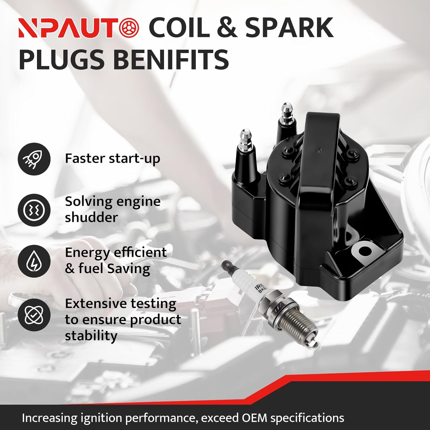 Ignition Coil Pack Spark Plug fit for 3.8L V6 1989-2005 Buick LeSabre Park Avenue Century Regal LaCrosse, Chevy Impala Monte Carlo Lumina Camaro Malibu, Pontiac Grand Prix Am Bnnville Oldsmobile