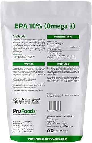 Miniatura 2 de DRUNKLINE Profoods EPA 10 Omega 3 Powder 125 Grams Brand panihari