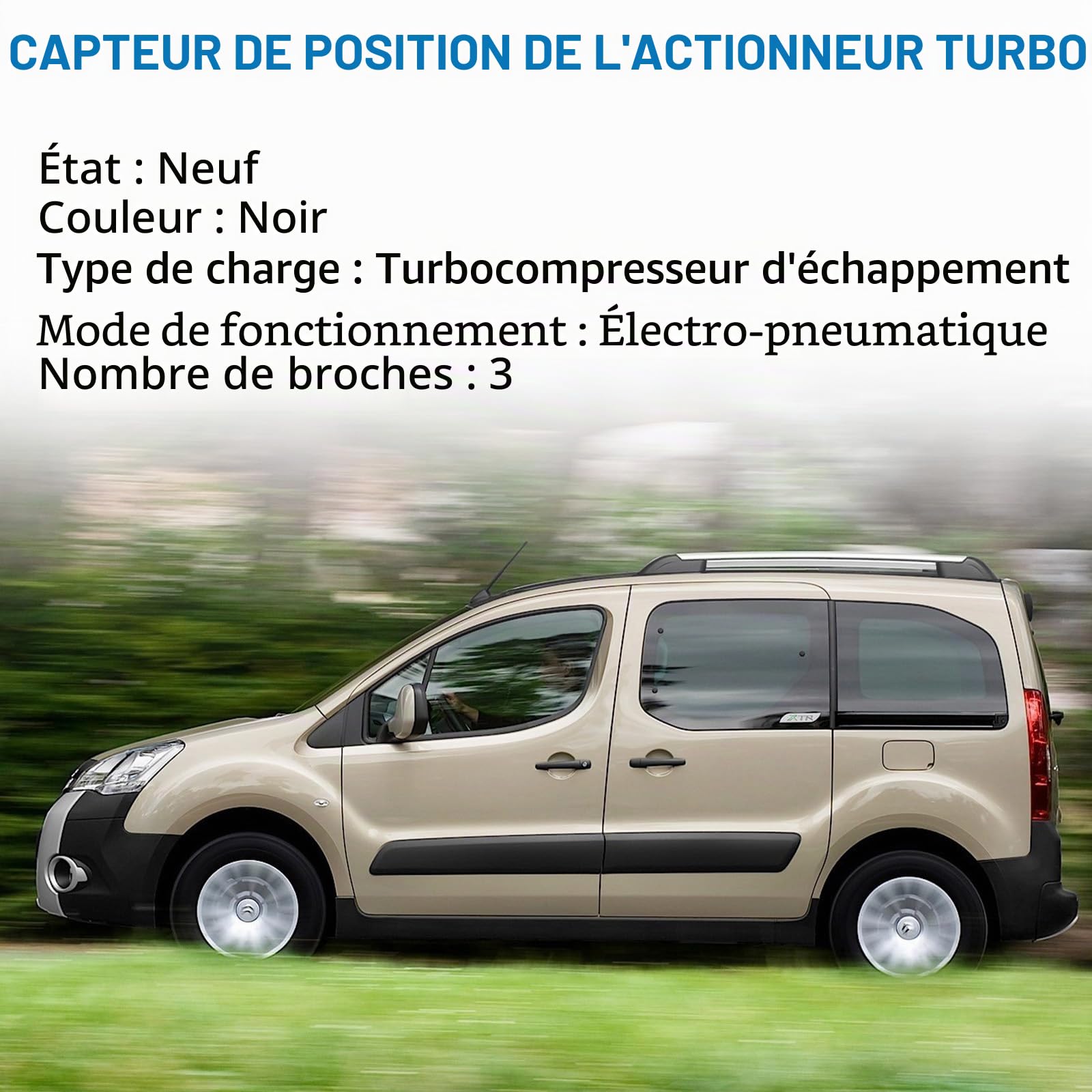 Capteur de position pour actionneur de turbo, Capteur de position pour actionneur turbo, Moteur d'actionneur de soupape de décharge de turbo compatible avec C3 II A51 C4 B7 DS3 207 9673283680