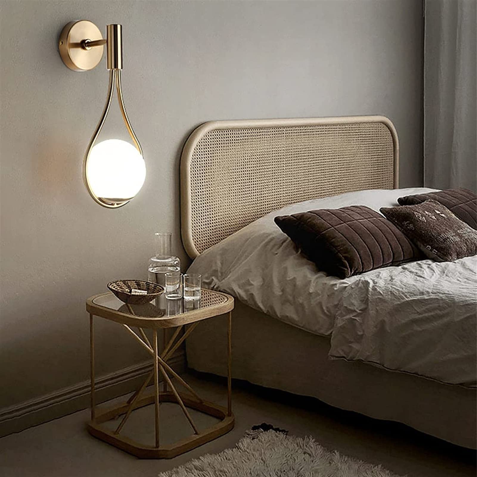Gouden Water Drop Ronde Bal Wandlamp LED Creatieve Mode Wandlamp Slaapkamer Wandkandelaar Woonkamer Hal Verlichting