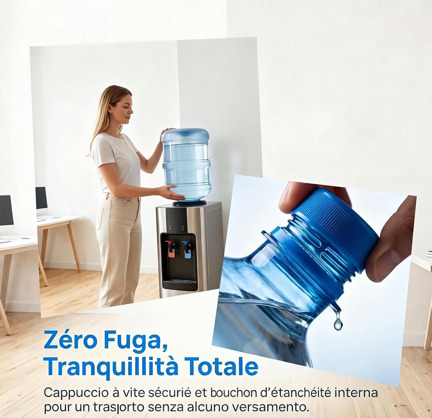 Contenitore per Acqua per Distributore, D'acqua Pareti Spesse in Plastica per Acqua, Robusto Recipiente Portatile per Ufficio, Famiglia, Dormitorio, 5L, Pet Extra Spesso 100G