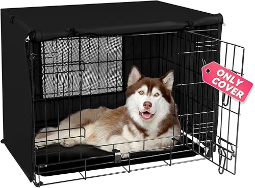 Miniatura 19 de Funda para jaula de perro para jaula grande de alambre de 42 pulgadas, para cachorros con puerta doble, poliéster 600D ligero a prueba de viento