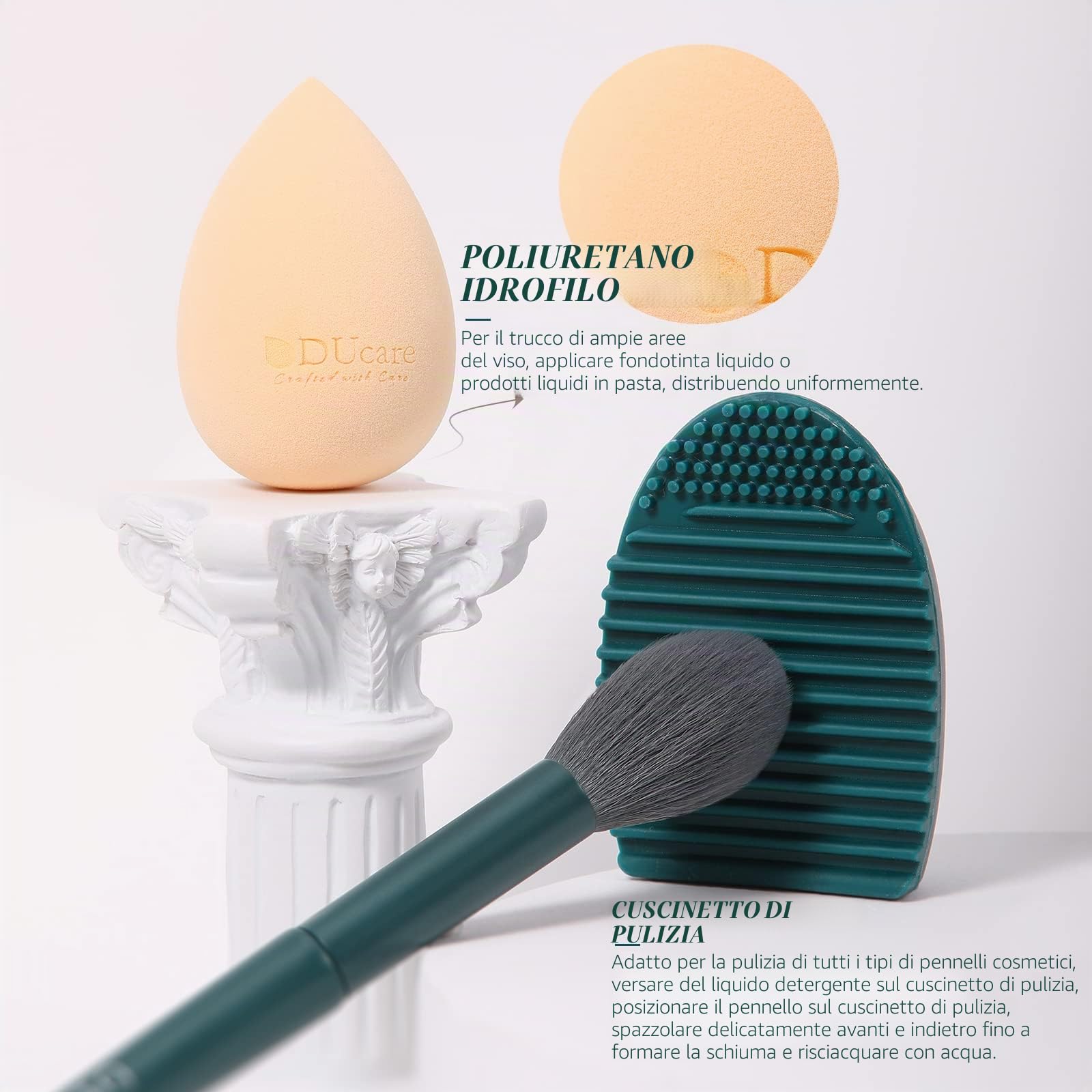 DUcare Set di pennelli per trucco 17 pezzi con tappetino per la pulizia delle spazzole e spugna per il trucco Kit professionale per cipria in polvere per ombretti in polvere Confezione regalo