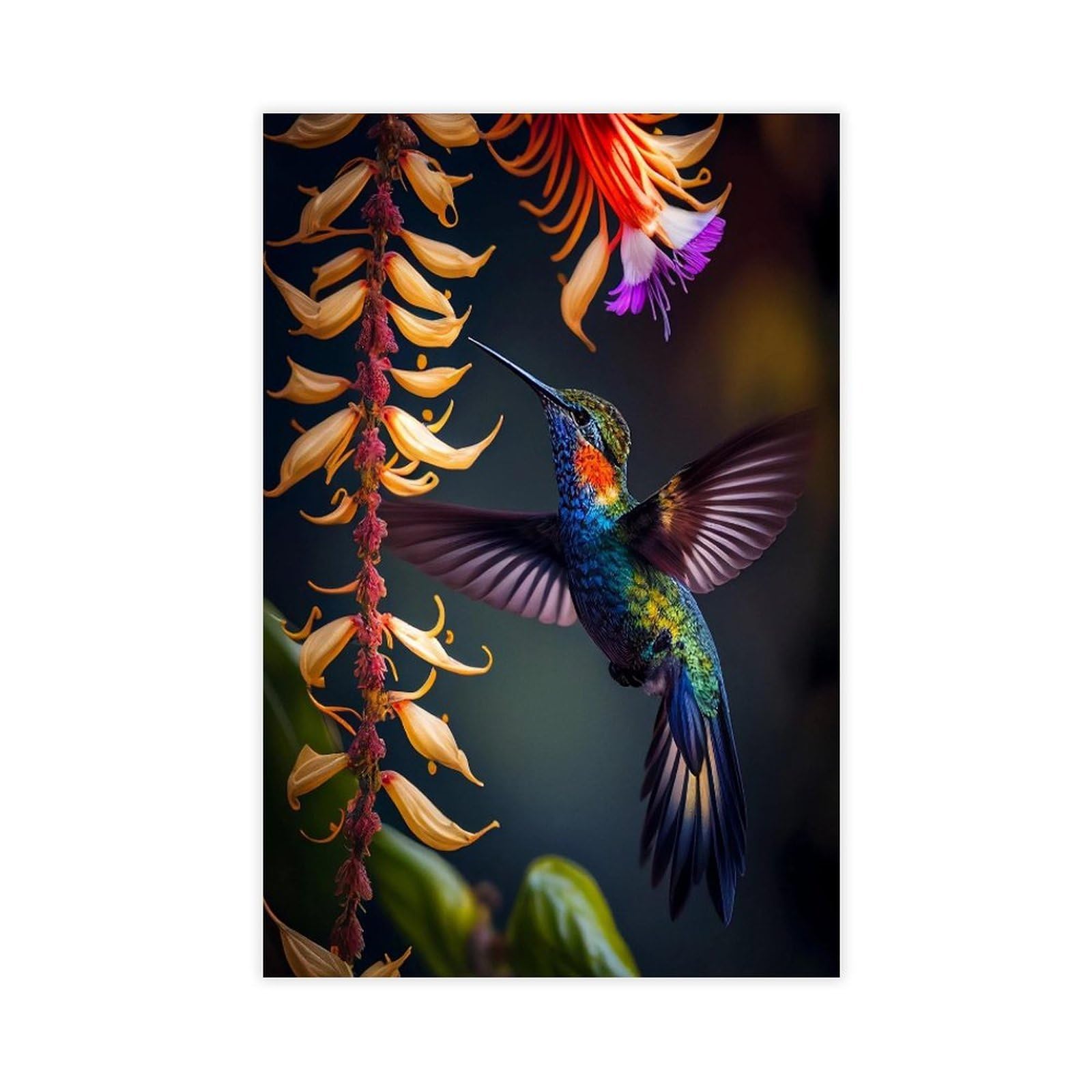 Bareronor Tropical Hummingbird Canvas Poster for Dorm Room Decor Gift