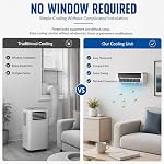 Small Mini Split Air-Conditioner, Ductless AC Unit, Wall Mounted No Window AC with Remote Control, 3 Speed Portable Compact Cooling System for Kitchen Bedroom Small Space Home Office (White)