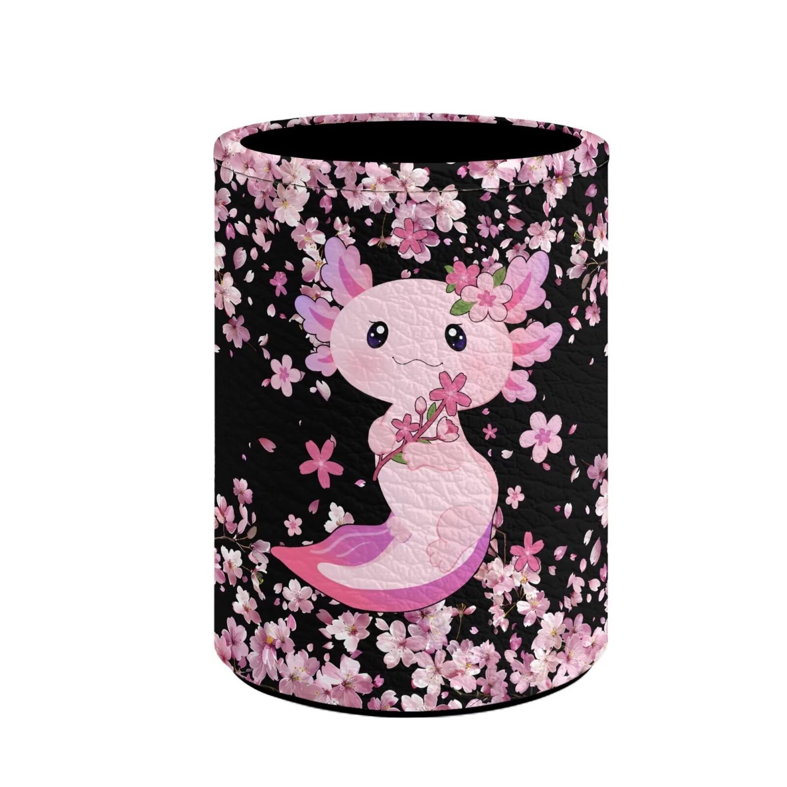 BIGCARJOB Cherry Blossom Pencil Holder for School Kids Pen Holder Cute Axolotl Pencil Cup Pink Women Girls School Office Pen Organizer Makeup Brush