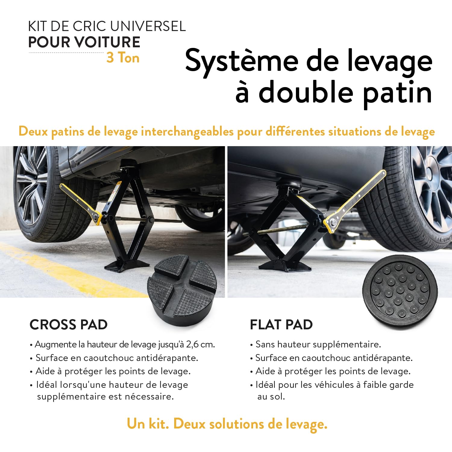 Kit Cric Voiture 3 T | Cric à Ciseaux Portable pour SUV et Voitures
