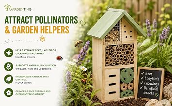 Small Wooden Insect Hotel Eco Friendly House Natural for Bee Butterfly 16.5cm