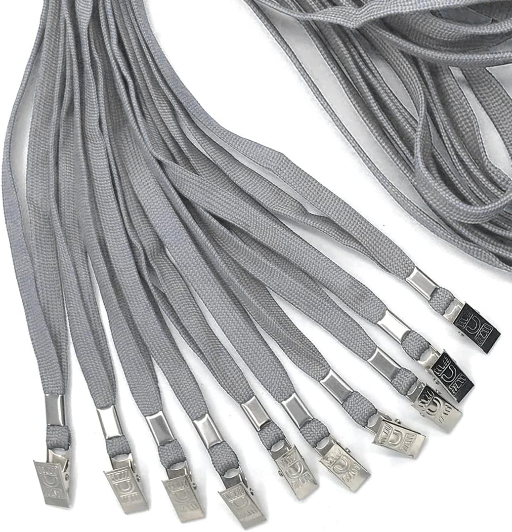 Bird Fiy Gray Lanyards 100 Pack Bulk Badge Lanyards with Clip Neck Flat Lanyard with Badge Lanyard Bulldog Clip - Image 4