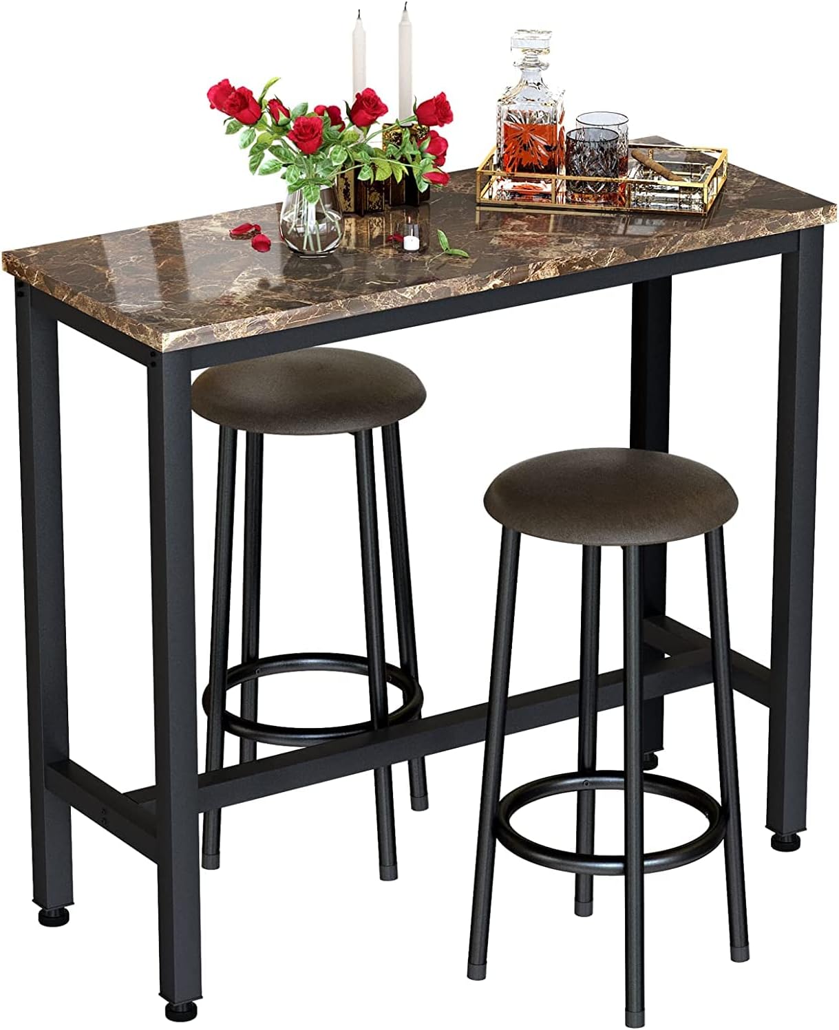HOOSENG 3Pc Dining Table and Chairs Set, Rectangular Kitchen Pub