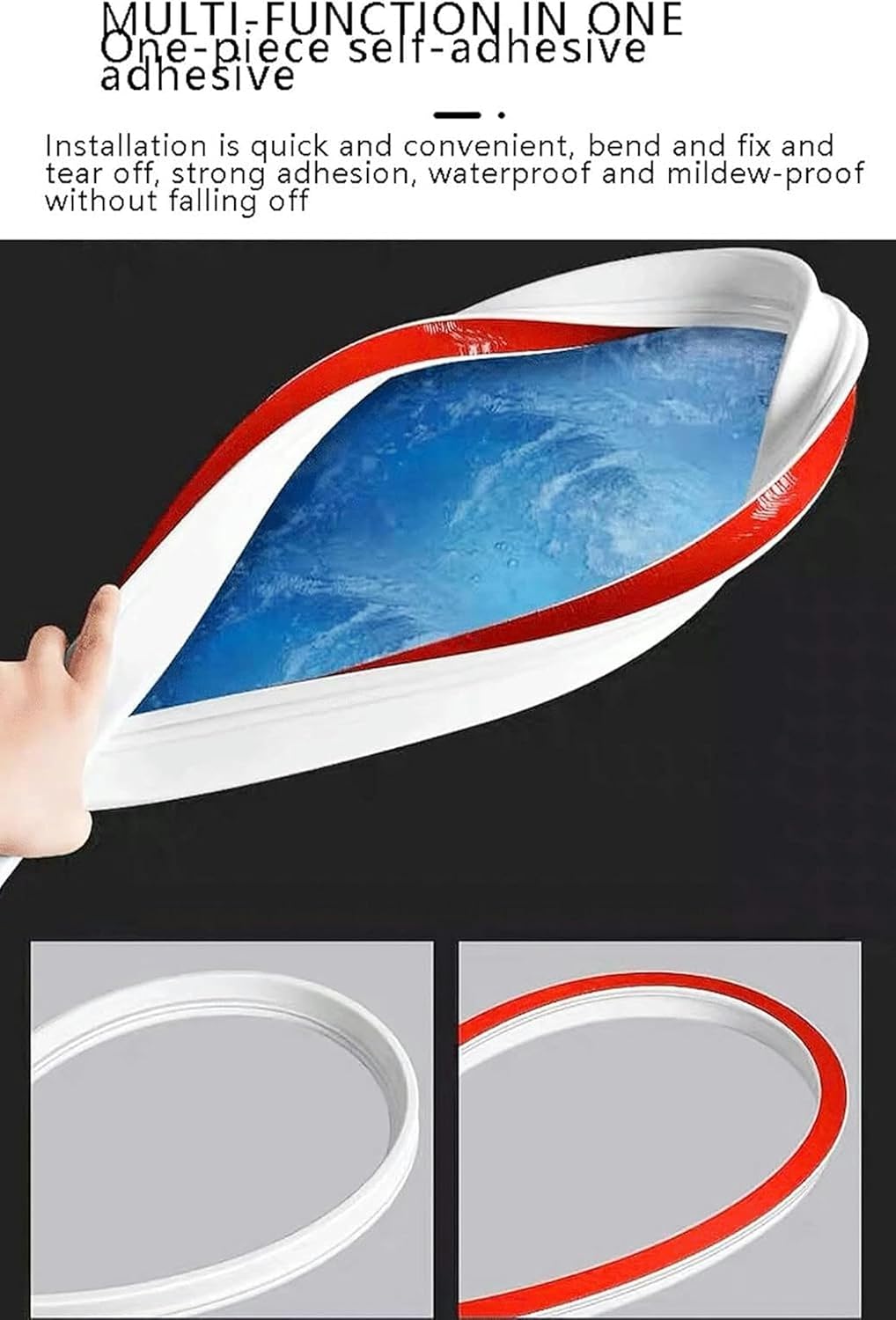 Flexible Wet Room Bathroom Floor Seal Collapsible Shower Threshold Water Dam Silicone Water Dam Barrier for Shower Stall for Wet and Dry Separation, 80CM, Gray