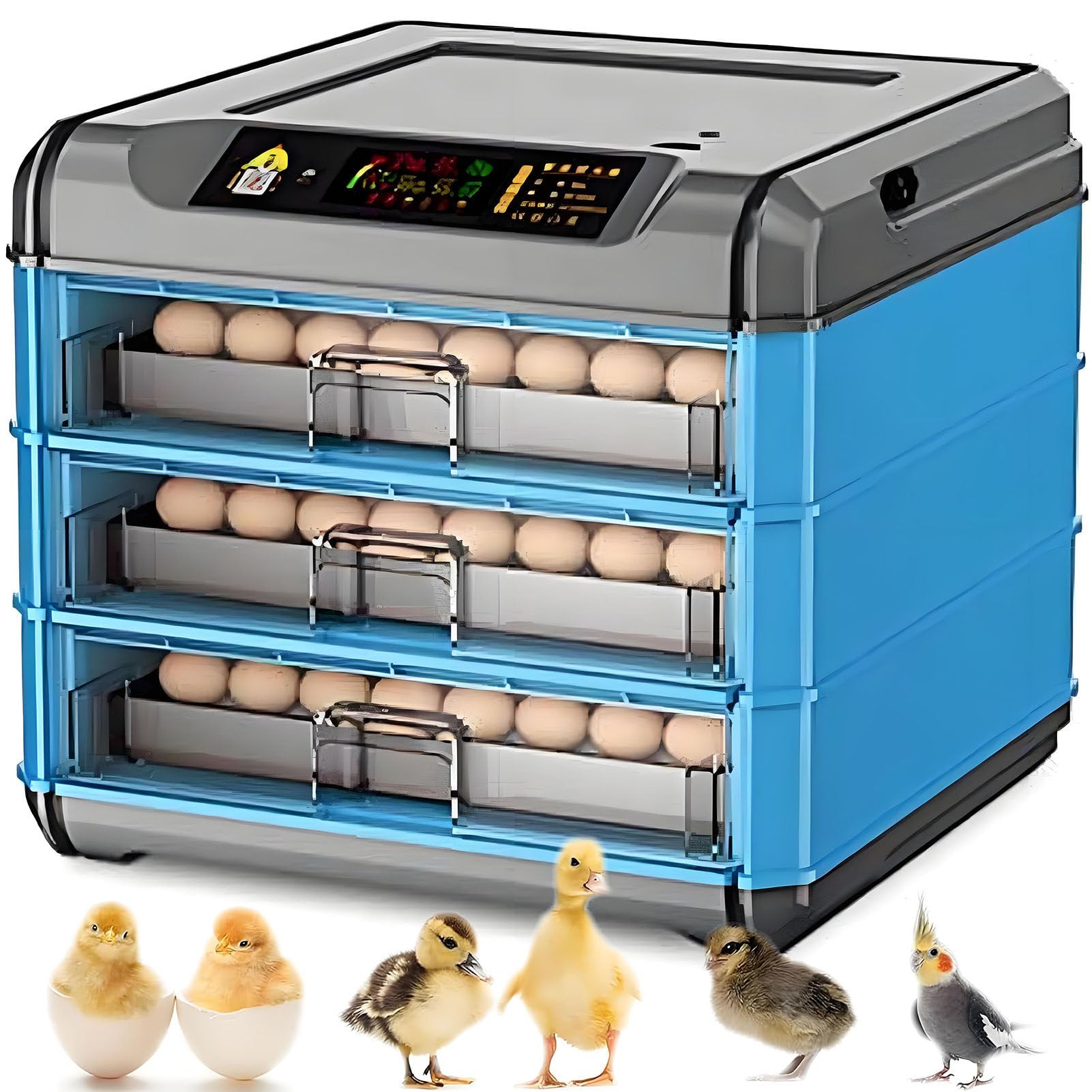 SHENGSHIYU Egg Incubator with Automatic Turning and Humidity Control,Digital Display for Hatching Chicken,Duck,and Quail Eggs,Timed Egg Turning,Automatic Water Refill,Dual Power Supply 3Layers