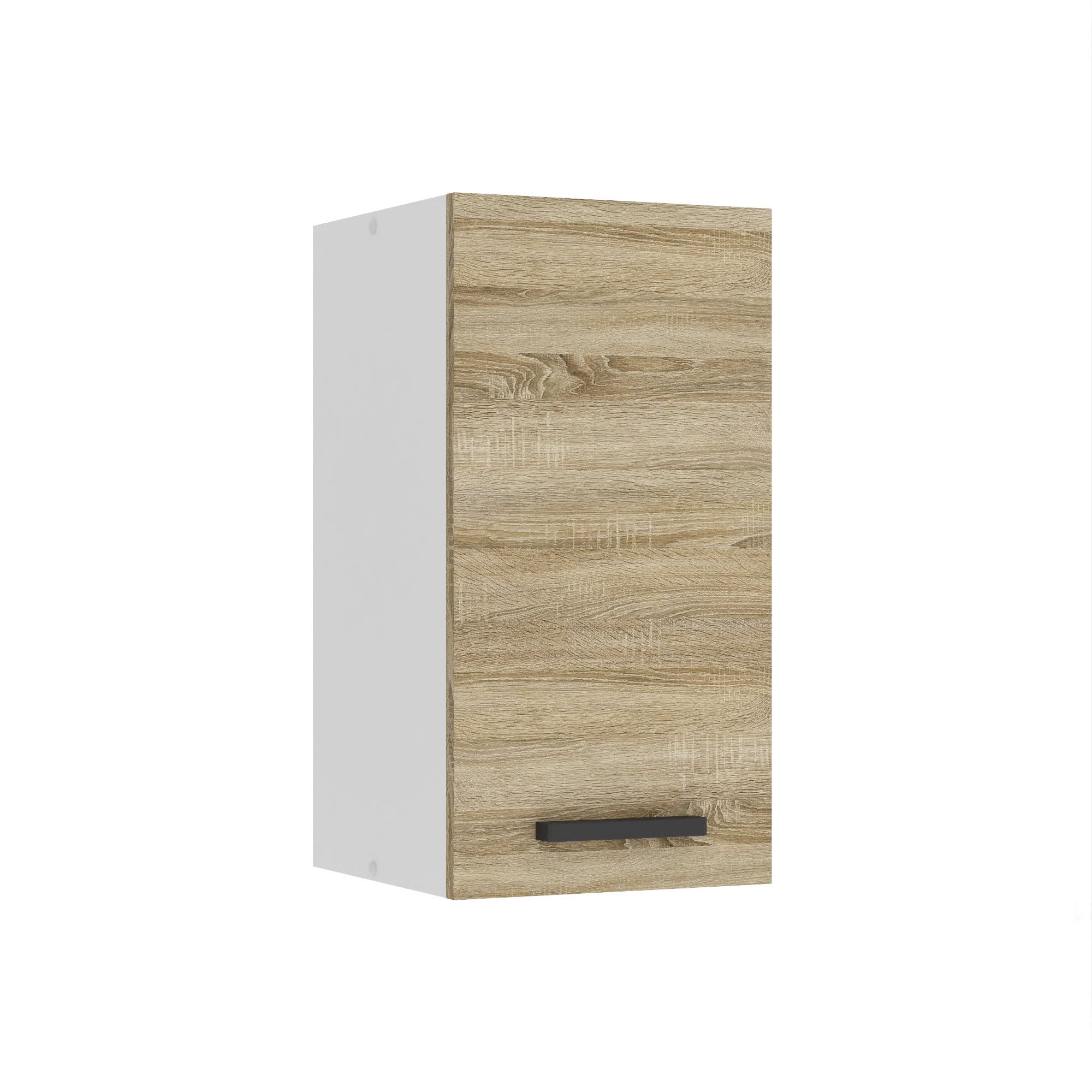 Belini Meuble Haut Cuisine SG 30 cm, avec 1 Porte, chêne Sonoma | Meubles de Cuisine - Mural, Rangements, 1 Porte, Taille: 29,6 x 30 x 58 cm, Armoire Murale avec Poignée en Métal