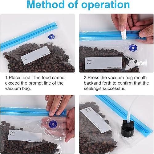 Miniatura 6 de Bolsas selladoras al vacío reutilizables sin BPA (8 x 9 pulgadas, 10 x 11 pulgadas, 10 x 13 pulgadas) (24 bolsas selladoras al vacío y 5 clips de