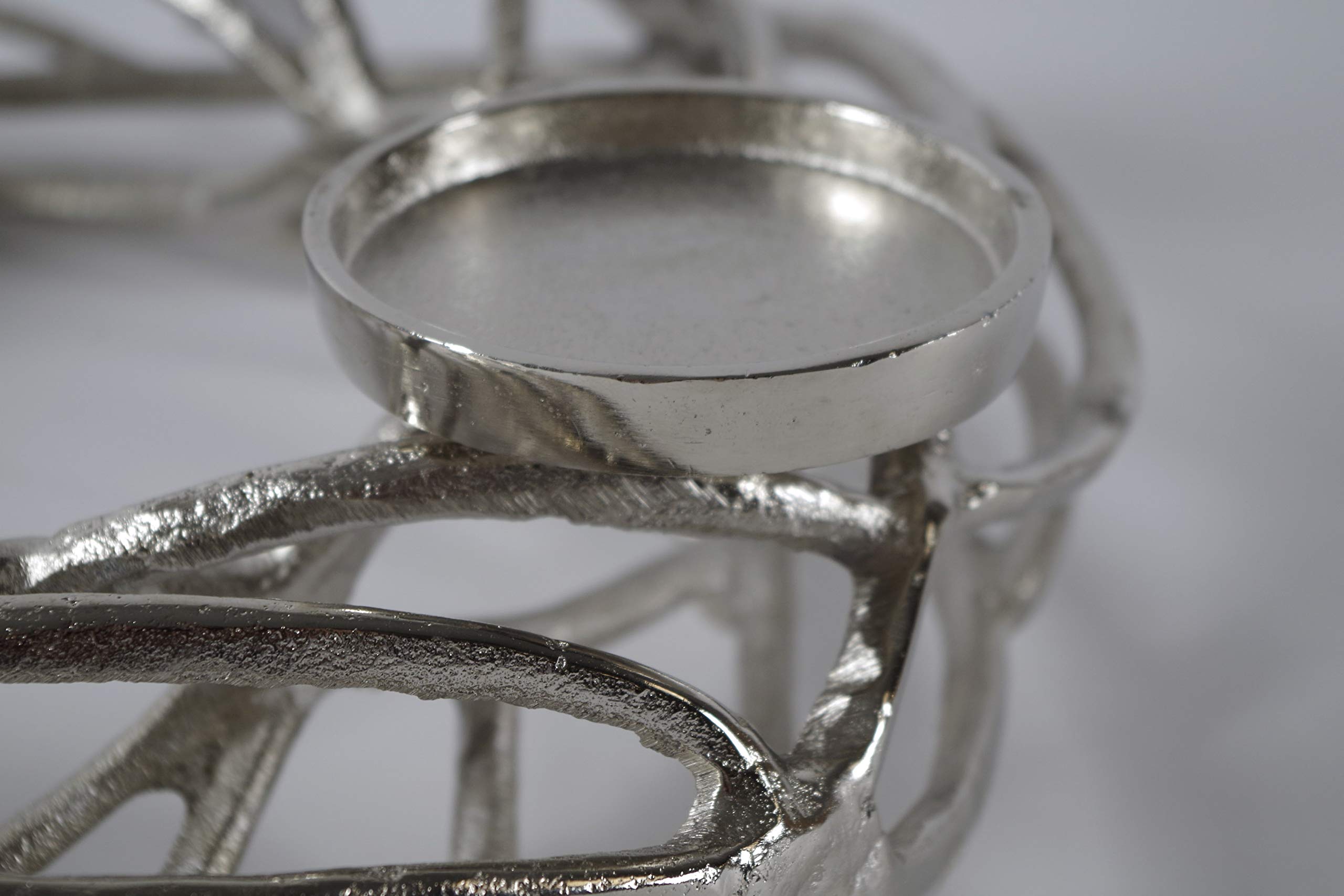Kobolo Deko-Kranz Adventskranz groß Metall für 4 Kerzen D40 cm Silber