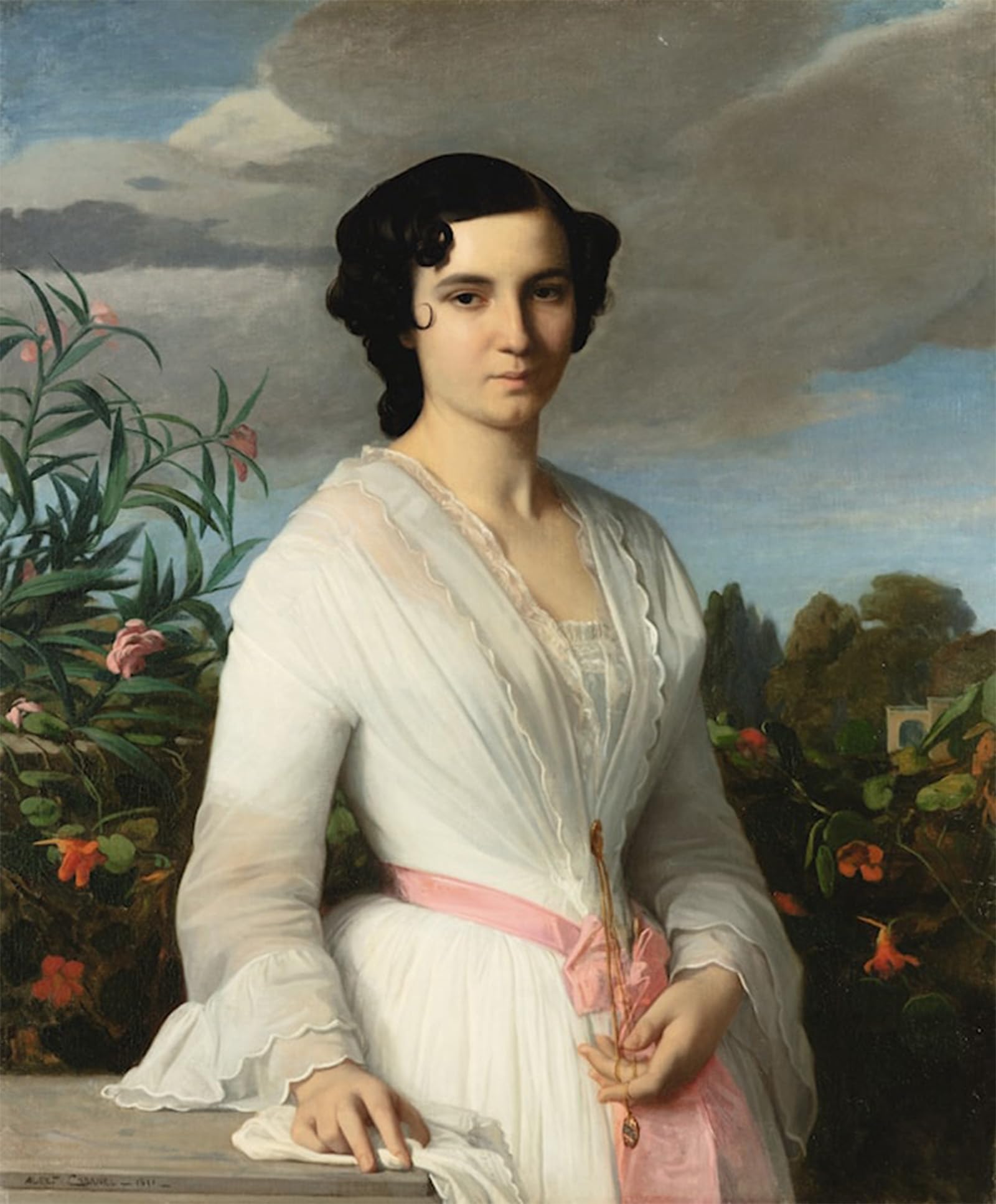 POSTERIIk Vintage Classic Picture Landscape Artwork Portrait of Mademoiselle Louise Marès Soon-to-be Baroness of Albenas by Alexandre Cabanel Portrait Canvas Painting for Office Home Decor 60x90cm