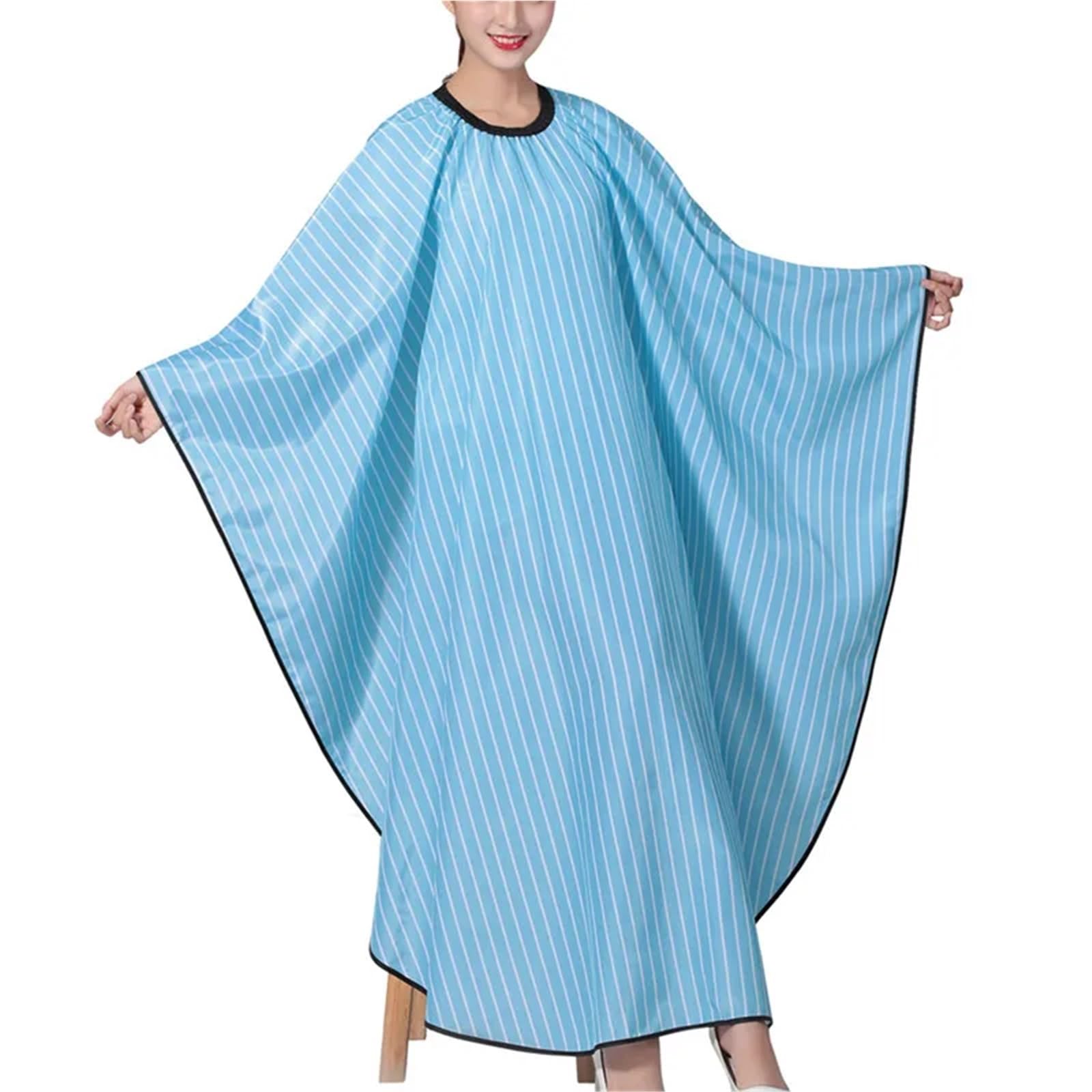 Capa Peluqueria Capa de peluquería Profesional for salón, Vestido de Peluquero de Tela Wai de Peluquero Impermeable a Rayas de Moda Retro de Lujo for Adultos(Blue)