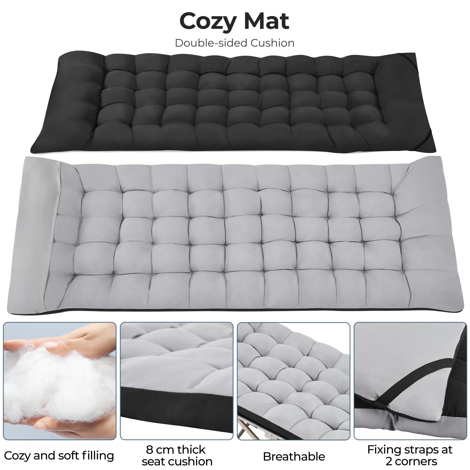 Yaheetech Lit de Camp Pliable avec Matelas Pochette 150 kg Charge Pliant 1 Personne Longueur 191 cm avec Sac de Transport Cadre en Métal pour Extérieur Voyage Pêche Randonnée Maison Jardin