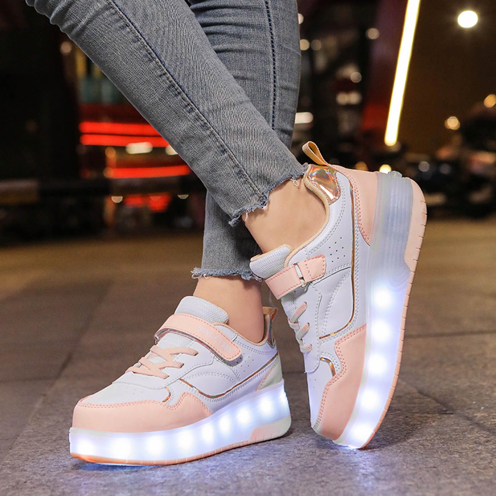 Zapatillas Niña con Luces Zapatilla Niña con Tira Adherente Moda Ligero Casual Deporte Suela Blanda Alpargatas Atletismo Tenis