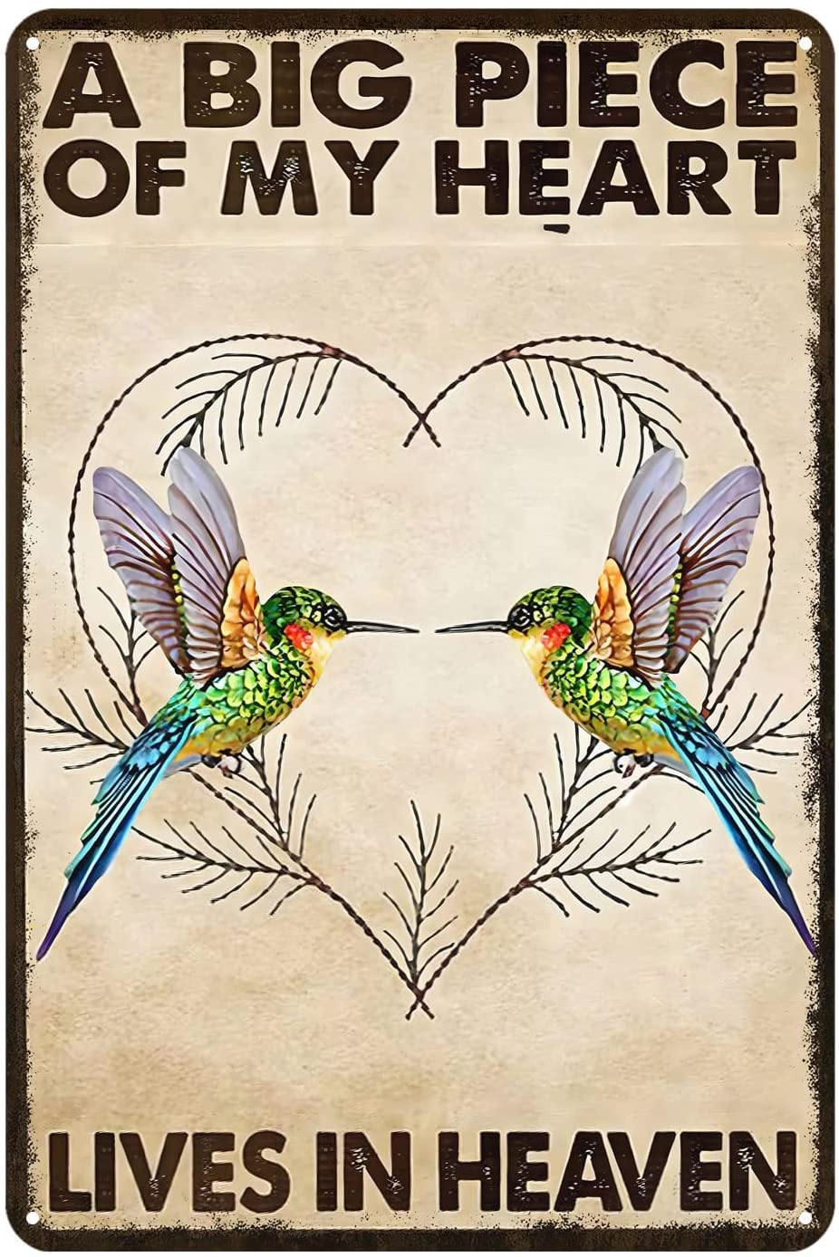 Metal Sign Humming Bird Retro Decor Art Sign Home Kitchen Bar Cafe Club Garden Cave Wall Decor Humming Bird Tin Sign Rustic Metal Decor 8x12 inch