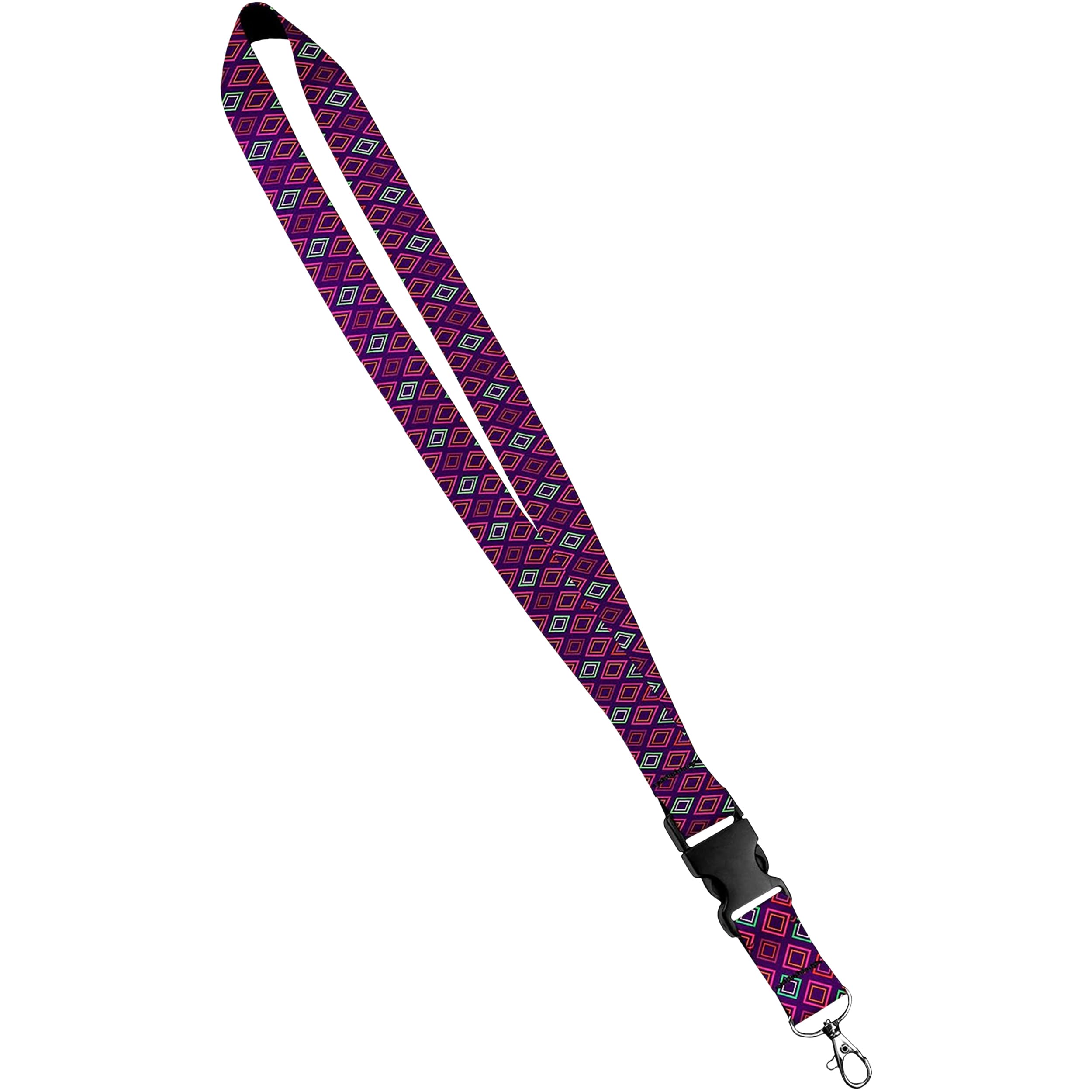 Print Lanyard - Satin Keychain Necklace With Side Release Buckle and Snap, ID Badge Holder – 3/4 Inch, Dainty Diamond