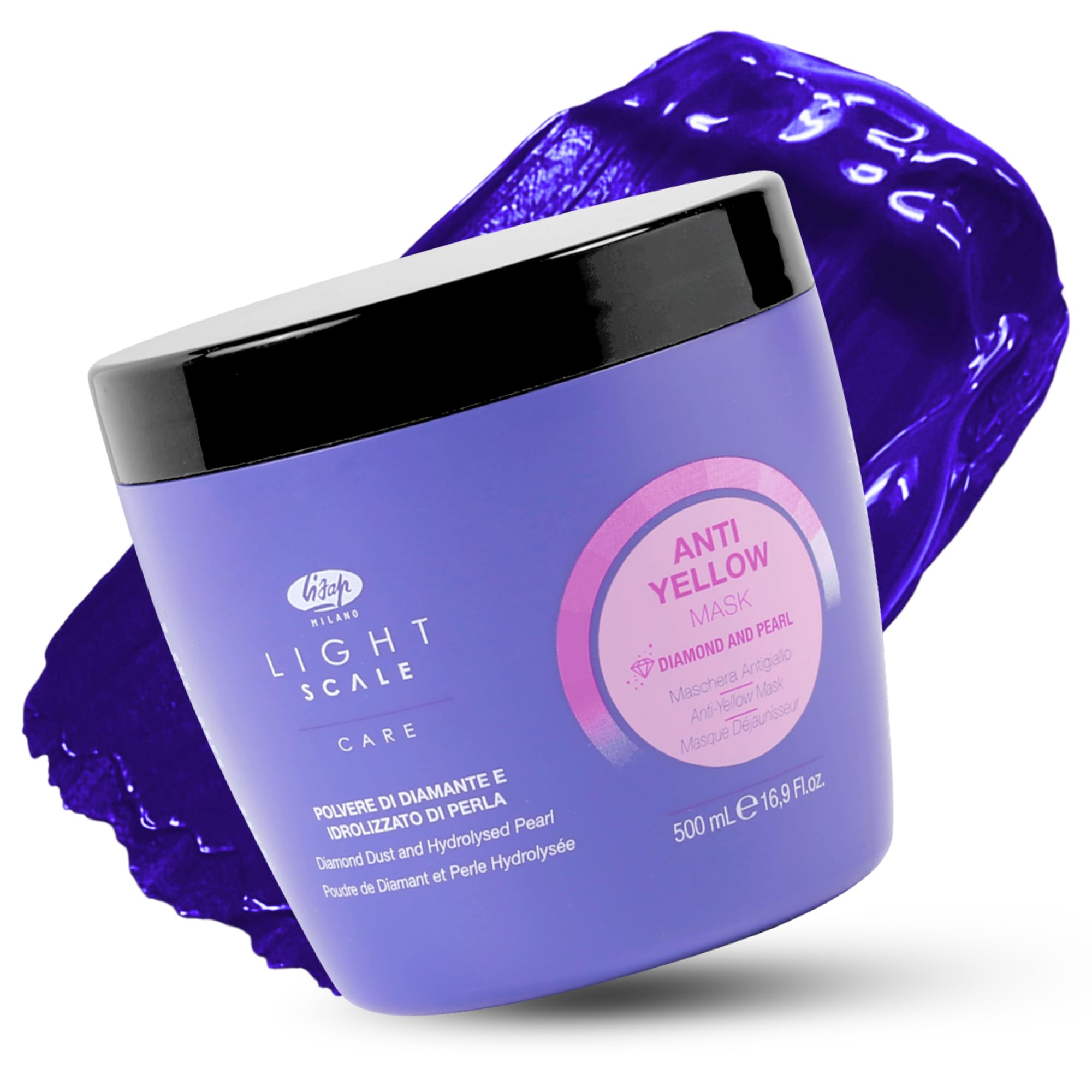 Lisap Purple Hair Mask, Light Scale Hair Care Anti Yellow Hair Toner for Blondes, Toning Blonde, White, Silver Hair & Highlights, Nourishing & Hydrating Mask, Neutralizes Brassy Tones, 16.9 fl oz