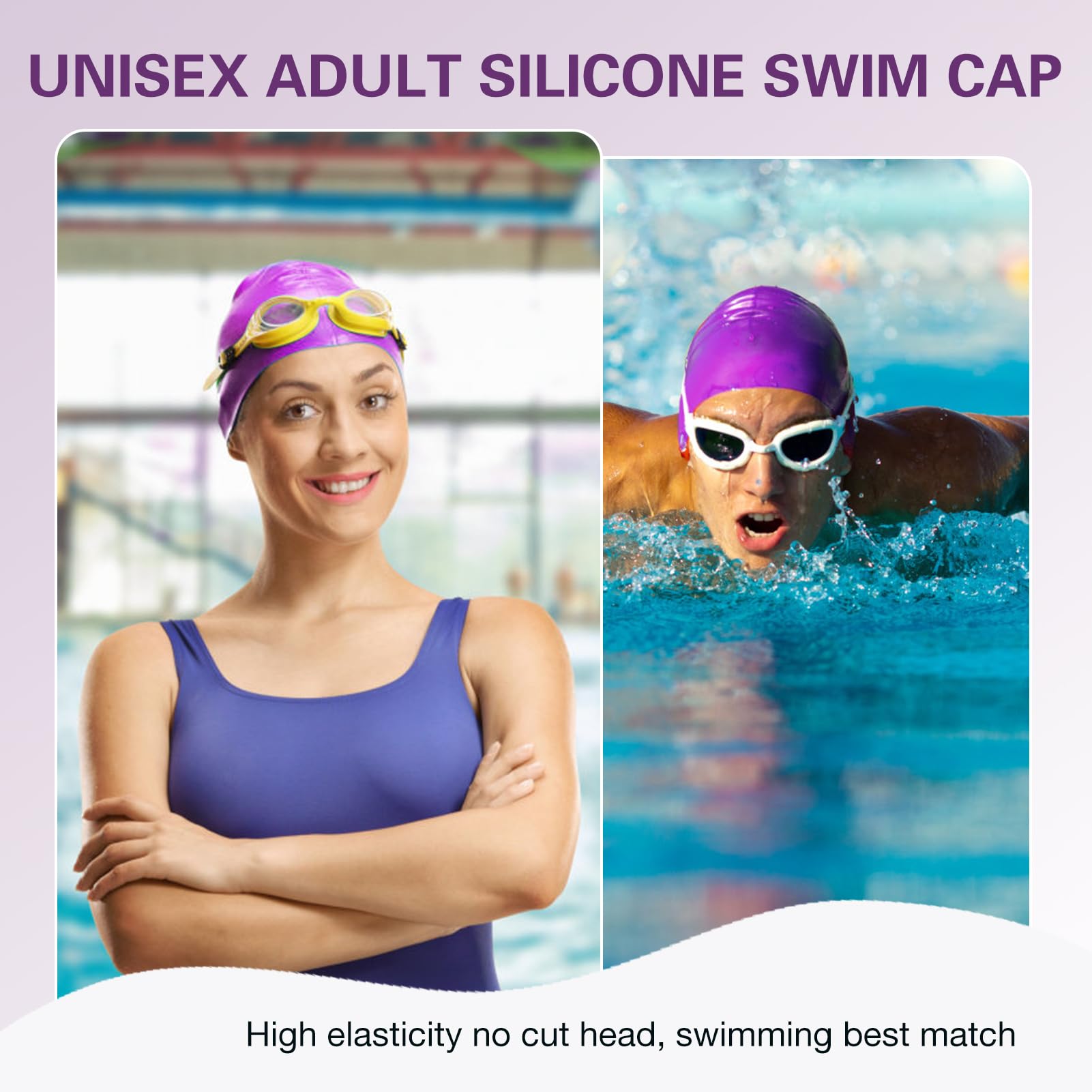 LokoBatii – Cuffia Da Nuoto Classica In Silicone Unisex, Vestibilità Confortevole Per Tutte Le Forme Della Testa - 4