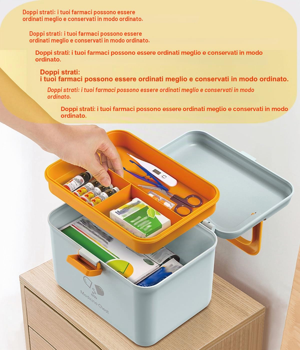 TUKA-i-AKUT 2X 14,6L Scatola per Medicinali, Portatile a 2 Strati con Maniglia per il Trasporto, Kit di Pronto Soccorso Armadio Farmacia e Mediche, Multifunzionale, Casa e All'aperto, TKD6402-XL Blu