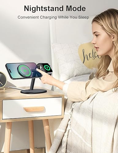 Miniatura 4 de EWA Soporte de carga MagSafe 2 en 1 para iPhone 1615141312 y Apple Watch Series, SE, Ultra. Ángulo de visión ergonómico, base antideslizante,