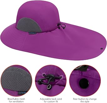 UPF 50+ Foldable Sun Hats Wide Brim with Large Neck Flap for Men Women UV Protection Gardening Fishing Beach Hat